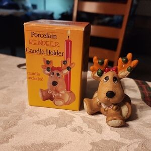 Porcelain Reindeer Candle Holder